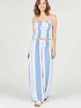 Ocean Drive Blue and White Striped Wide Leg Pants